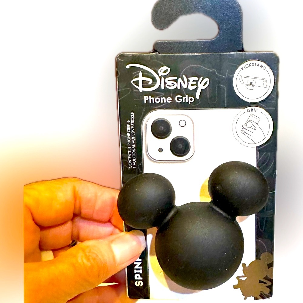 DISNEY MICKEY MOUSE PHONE GRIP KICK STAND BLACK KNOB HANDLE EASEL EAR ACCESSORY